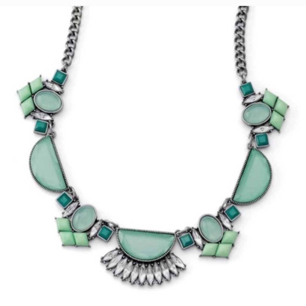 RARE Lia Sophia Glacial Blue and Silver, Crystal Rhinestone Collar Bib Necklace - Picture 1 of 12